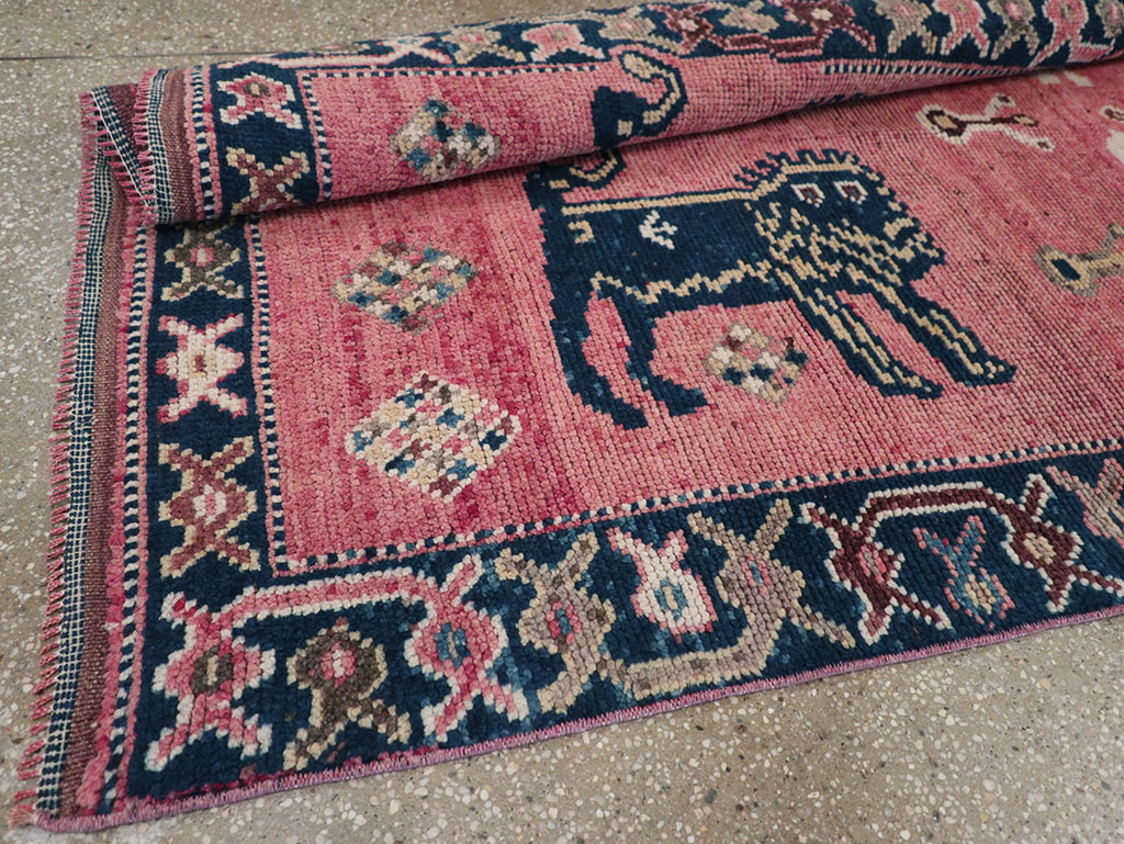 Vintage Turkish Anatolian Pictorial Runner, No.33267 - Gss