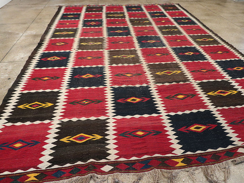 Vintage Afghan Flatweave Kilim Large Carpet, No.33270 - Gss