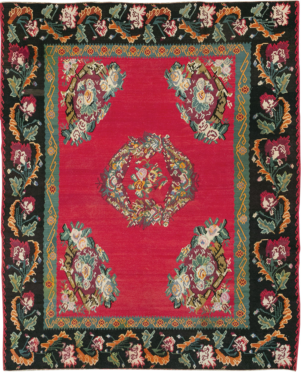 Vintage Turkish Flatweave Kilim Room Size Carpet, No.33279 - Gss