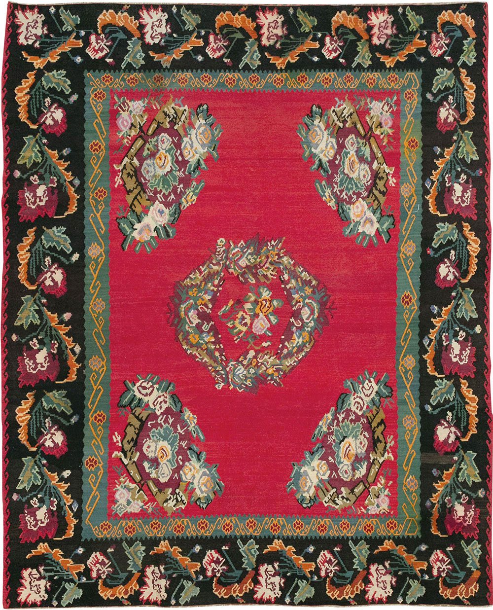 Vintage European Bessarabian Kilim Room Size Carpet, No.33279 - Gss