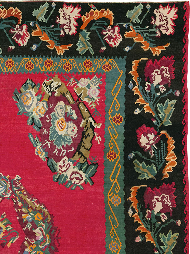 Vintage Turkish Flatweave Kilim Room Size Carpet, No.33279 - Gss