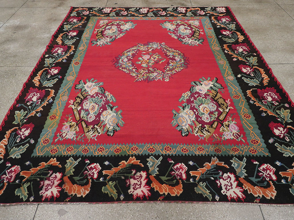 Vintage European Bessarabian Kilim Room Size Carpet, No.33279 - Gss
