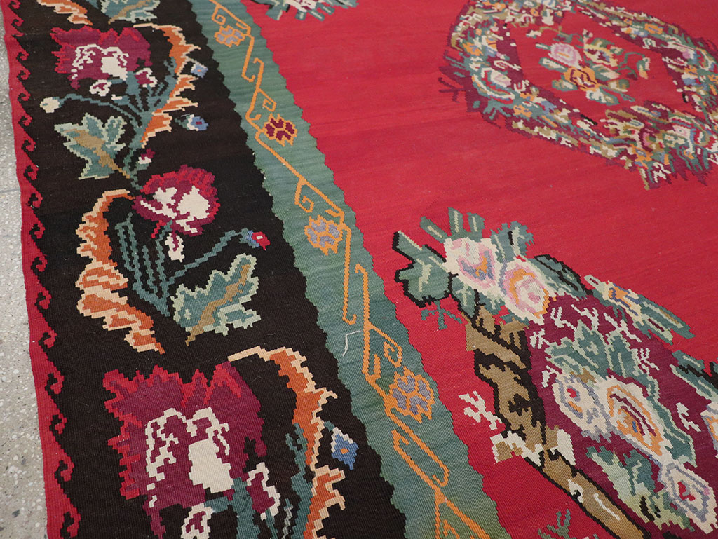 Vintage Turkish Flatweave Kilim Room Size Carpet, No.33279 - Gss