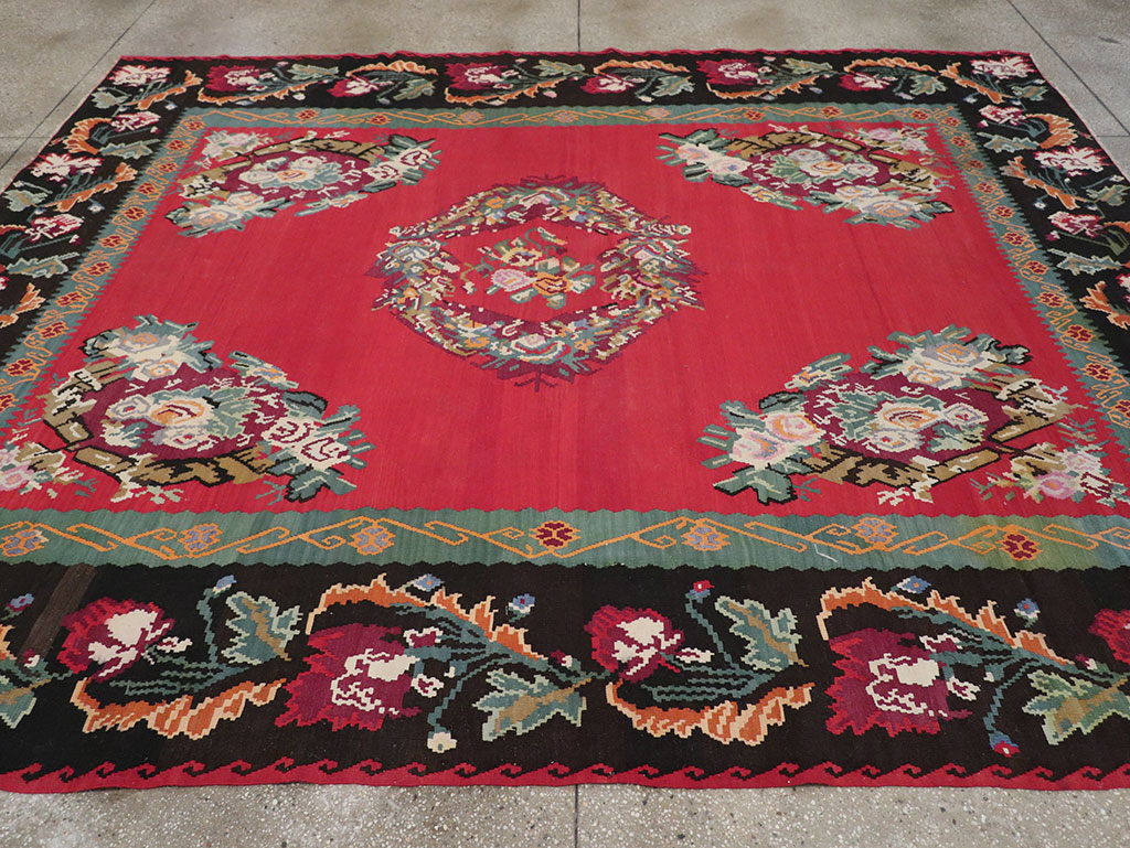 Vintage European Bessarabian Kilim Room Size Carpet, No.33279 - Gss