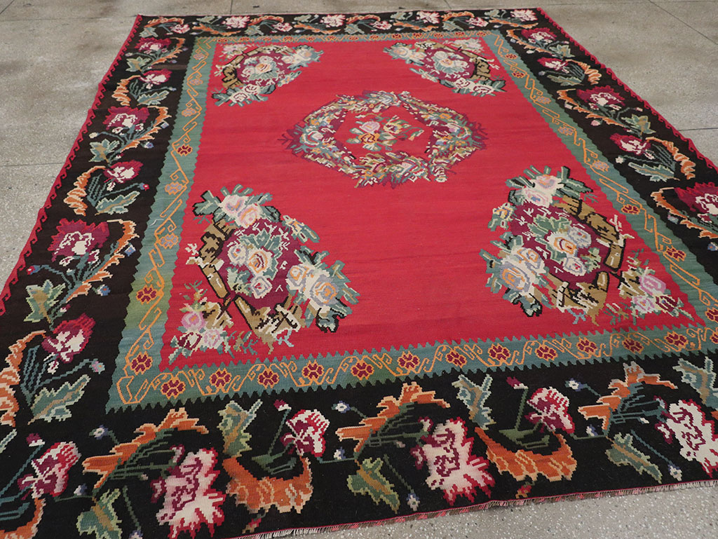 Vintage European Bessarabian Kilim Room Size Carpet, No.33279 - Gss