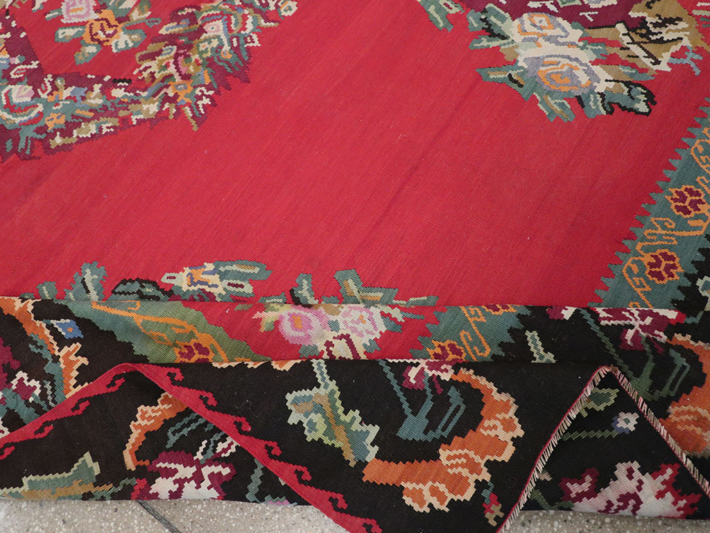 Vintage Turkish Flatweave Kilim Room Size Carpet, No.33279 - Gss