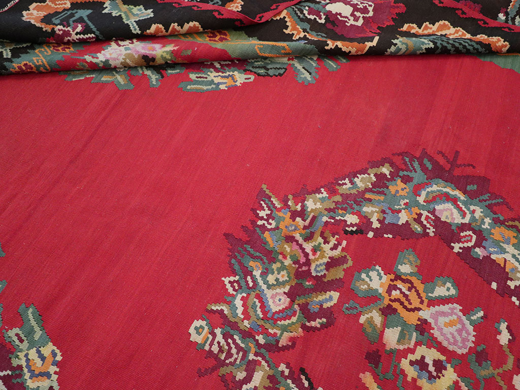 Vintage Turkish Flatweave Kilim Room Size Carpet, No.33279 - Gss