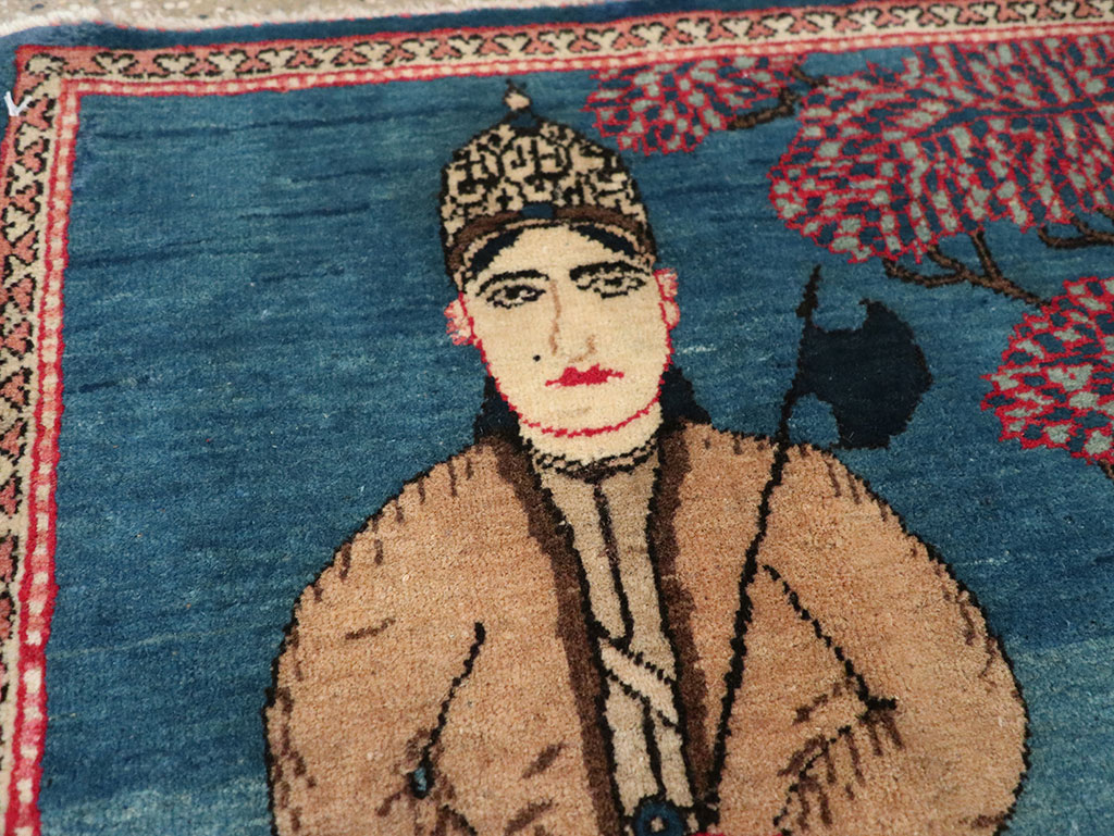 Antique Persian Kashan Pictorial Rug, No.33280 - Gss