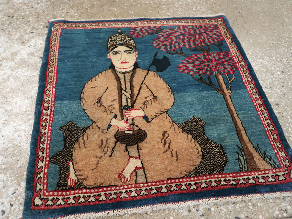 Antique Persian Kashan Pictorial Rug, No.33280 - Gss