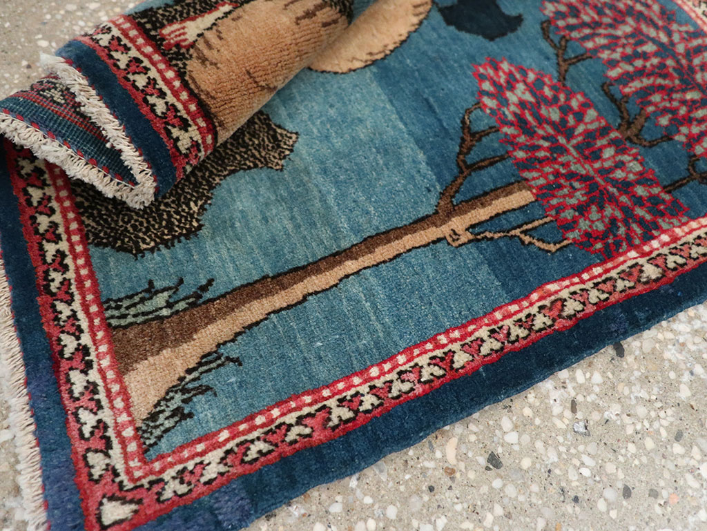 Antique Persian Kashan Pictorial Rug, No.33280 - Gss