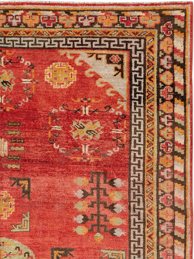 Antique East Turkestan Khotan Accent Rug, No.33282 - Gss