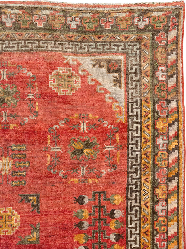 Antique East Turkestan Khotan Accent Rug, No.33282 - Gss