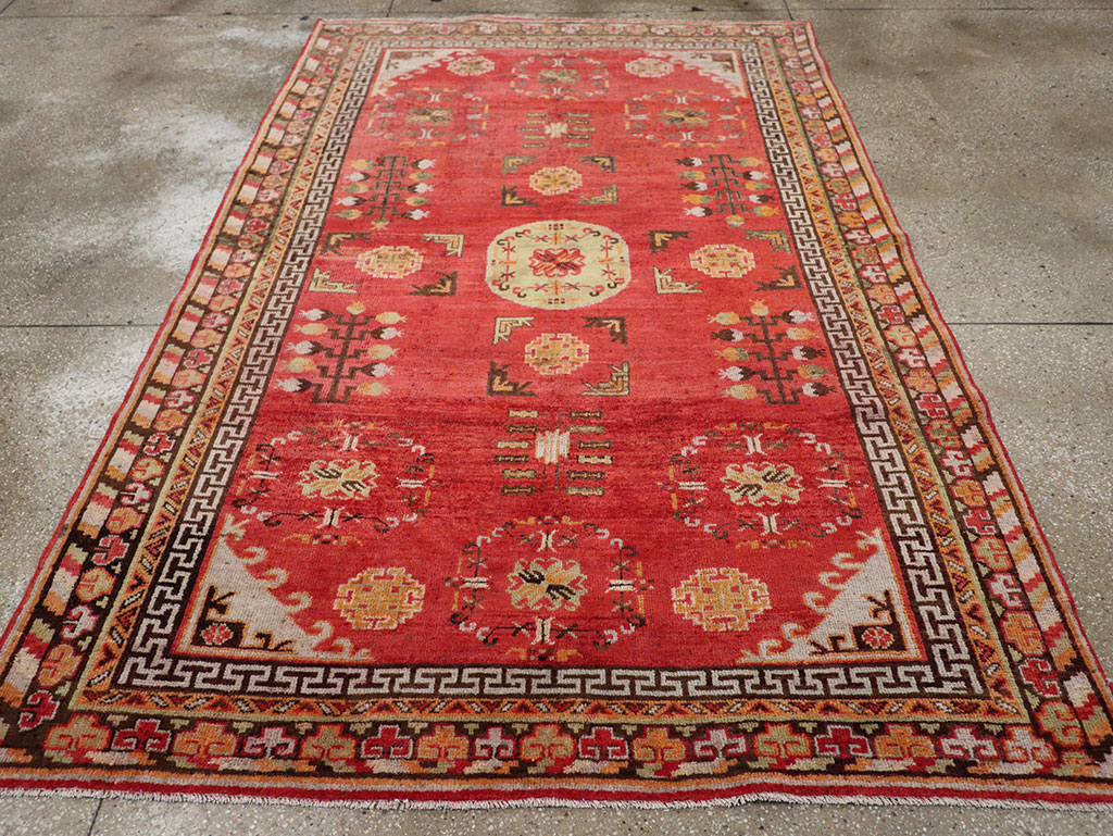Antique East Turkestan Khotan Accent Rug, No.33282 - Gss