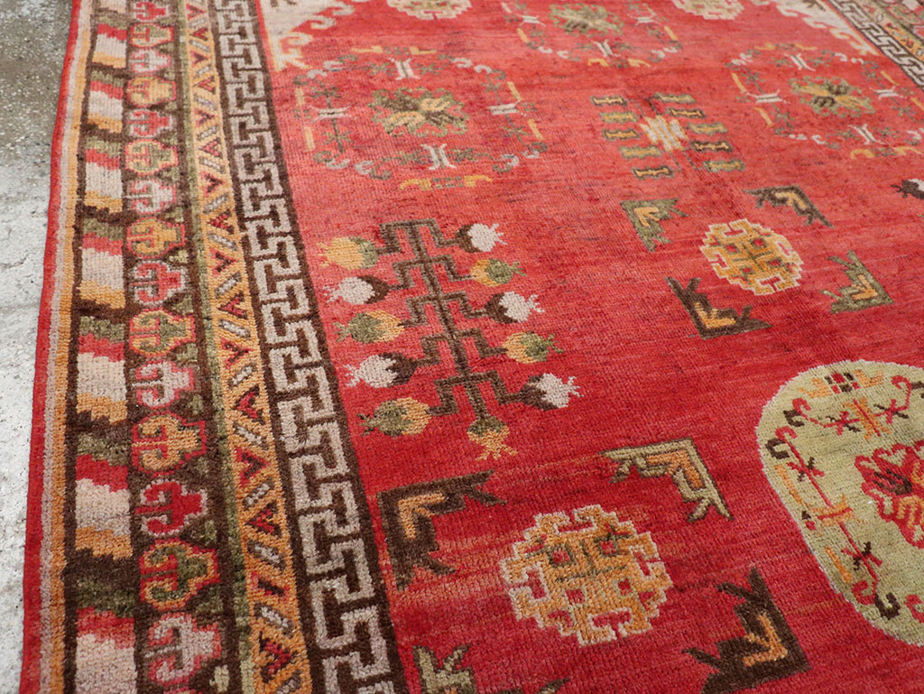 Antique East Turkestan Khotan Accent Rug, No.33282 - Gss