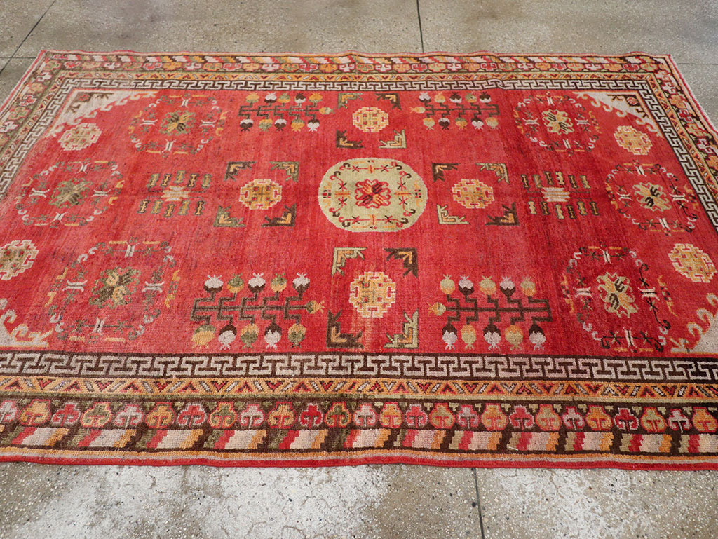 Antique East Turkestan Khotan Accent Rug, No.33282 - Gss