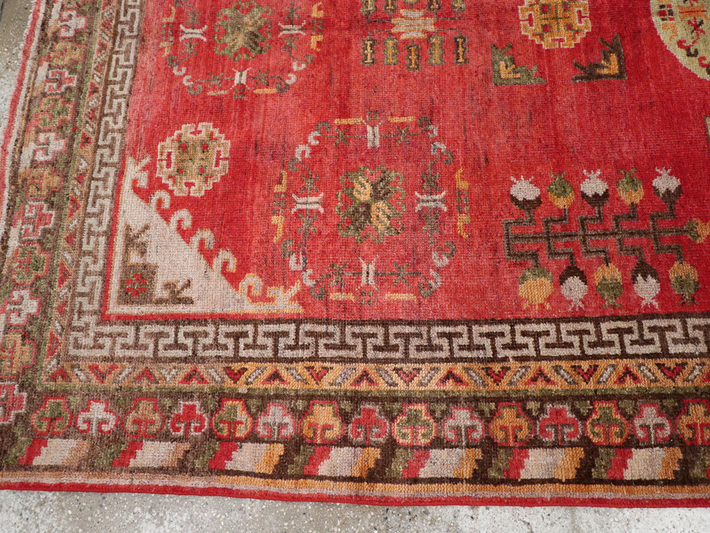 Antique East Turkestan Khotan Accent Rug, No.33282 - Gss