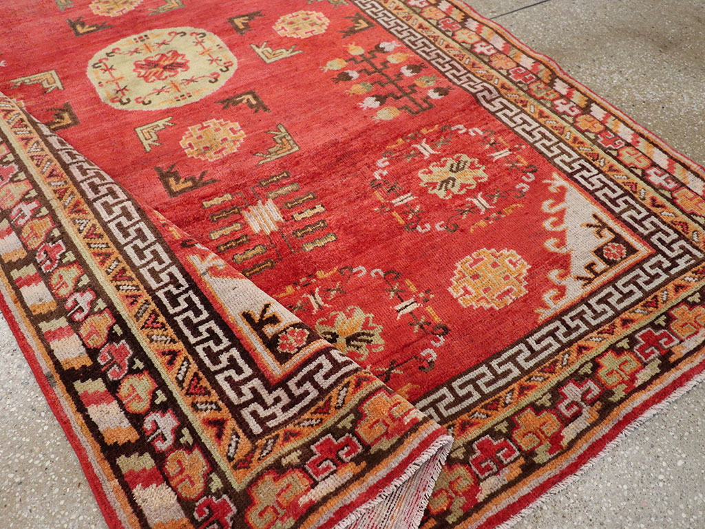 Antique East Turkestan Khotan Accent Rug, No.33282 - Gss