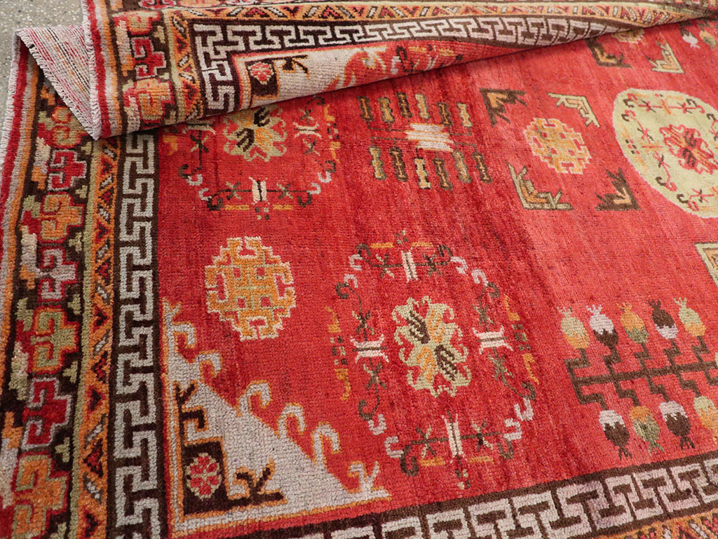 Antique East Turkestan Khotan Accent Rug, No.33282 - Gss