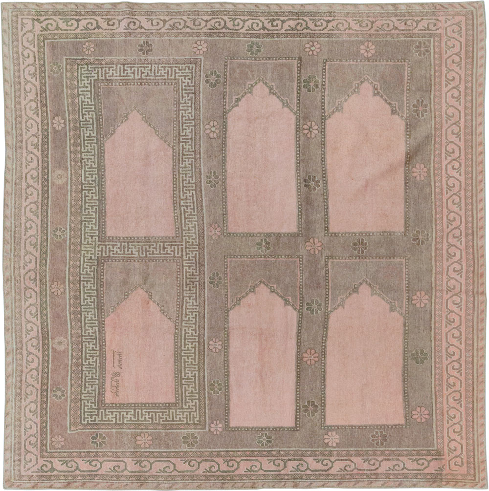 Vintage East Turkestan Khotan Square Accent Carpet, No.33284 - Gss