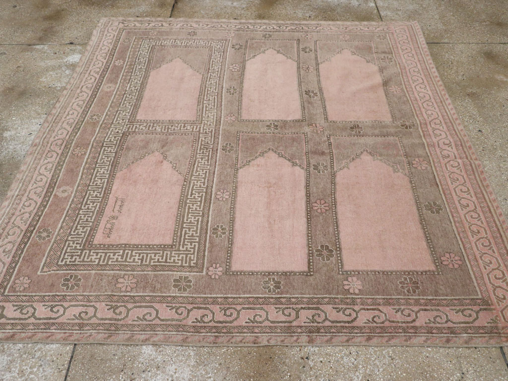 Vintage East Turkestan Khotan Square Accent Carpet, No.33284 - Gss