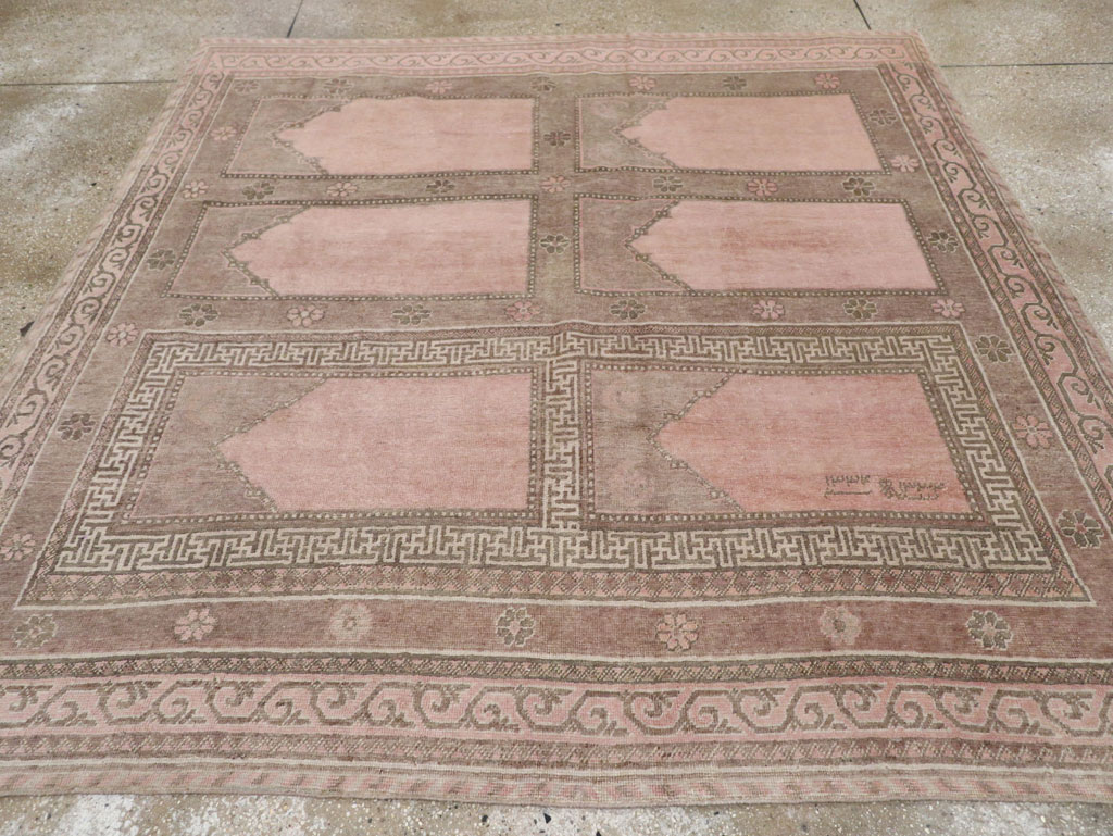 Vintage East Turkestan Khotan Square Accent Carpet, No.33284 - Gss