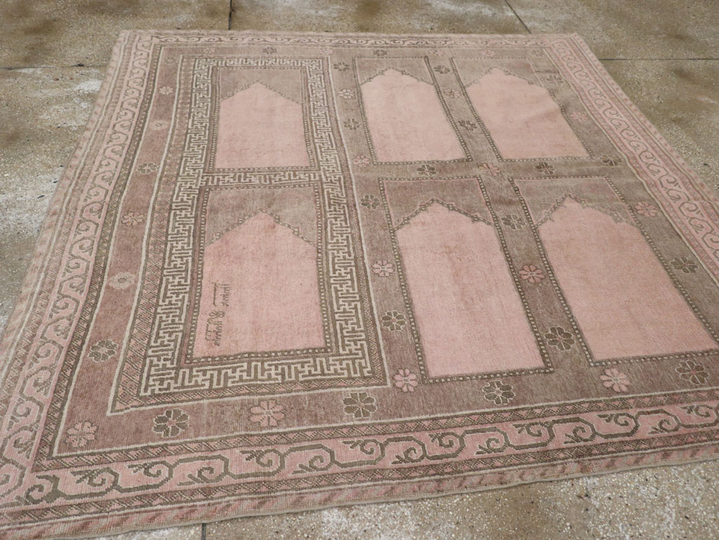 Vintage East Turkestan Khotan Square Accent Carpet, No.33284 - Gss