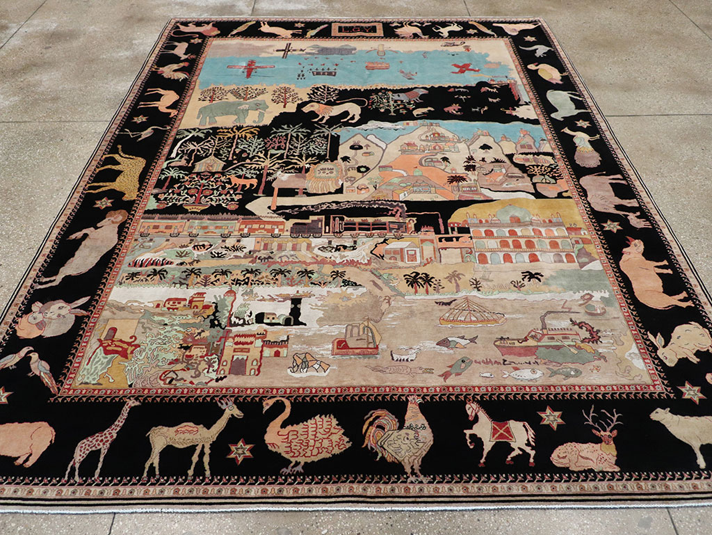 Vintage Indo-Persian Tabriz Room Size Carpet, No.33286 - Gss