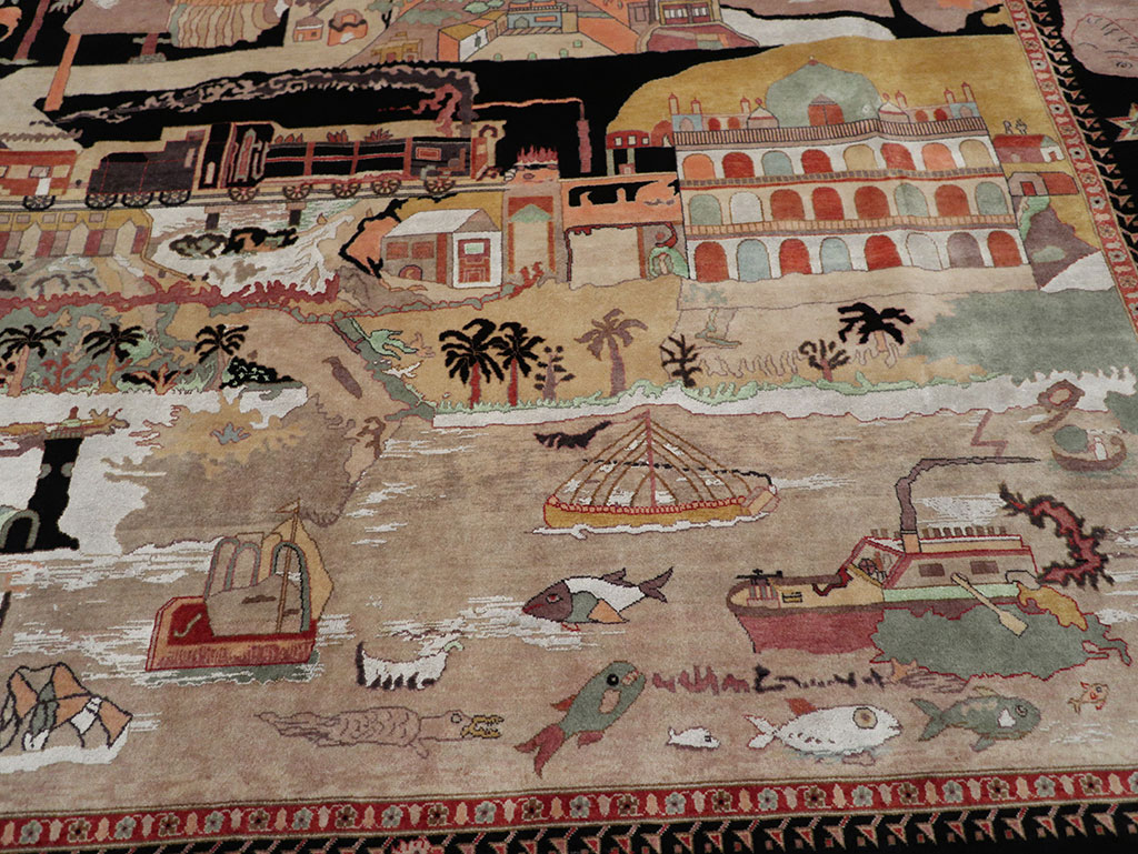 Vintage Indo-Persian Tabriz Room Size Carpet, No.33286 - Gss