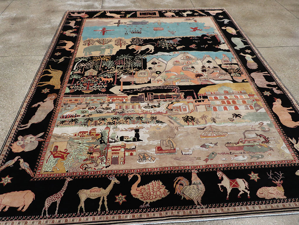 Vintage Indo-Persian Tabriz Room Size Carpet, No.33286 - Gss