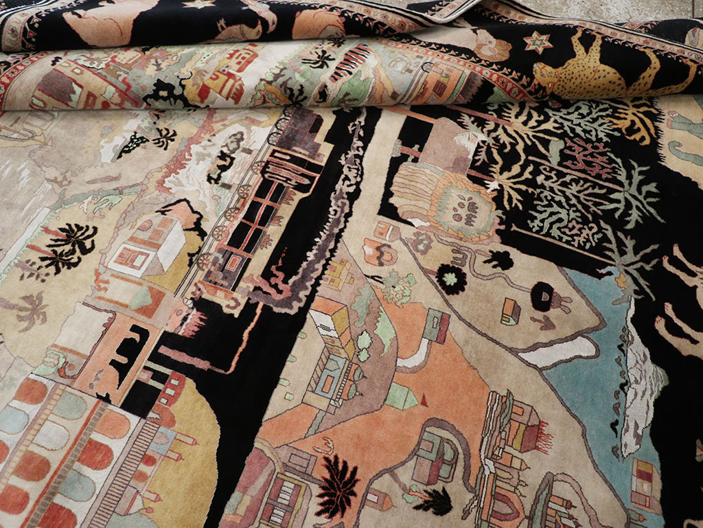 Vintage Indo-Persian Tabriz Room Size Carpet, No.33286 - Gss