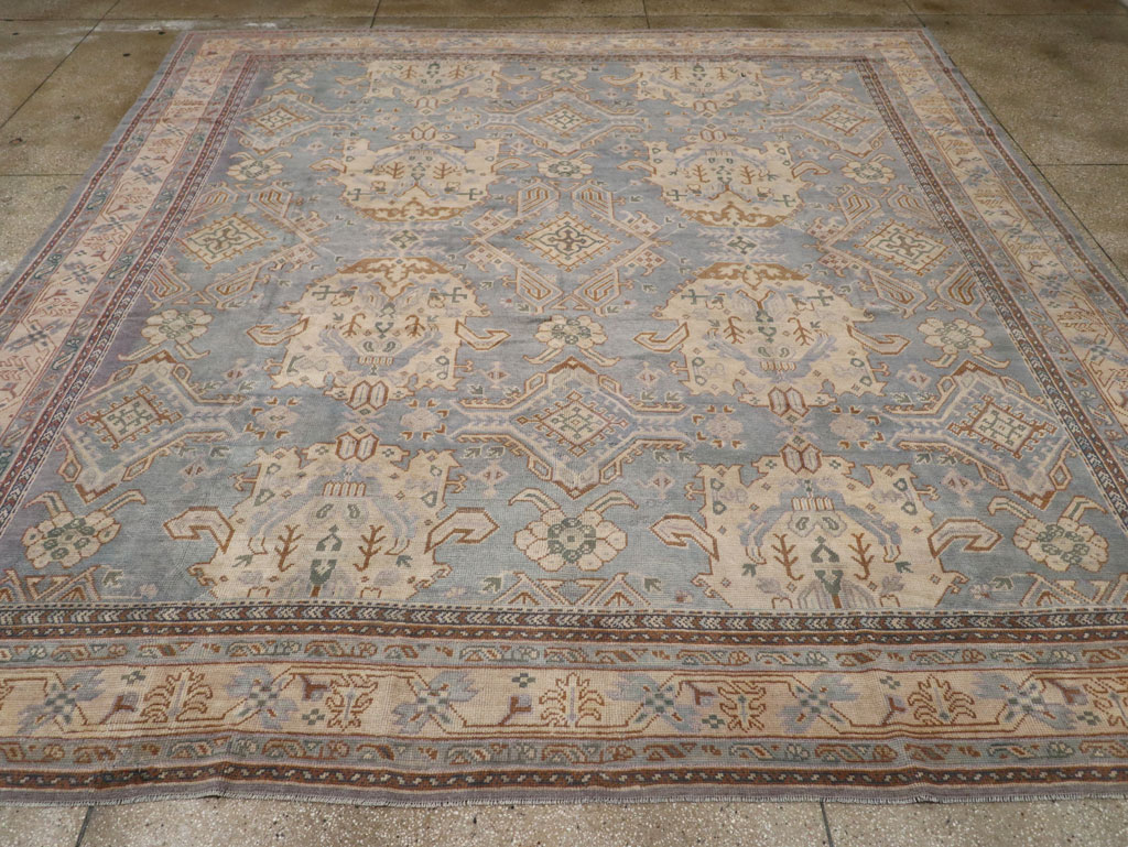 Antique Turkish Oushak Large Square Room Size Carpet, No.33295 - Gss