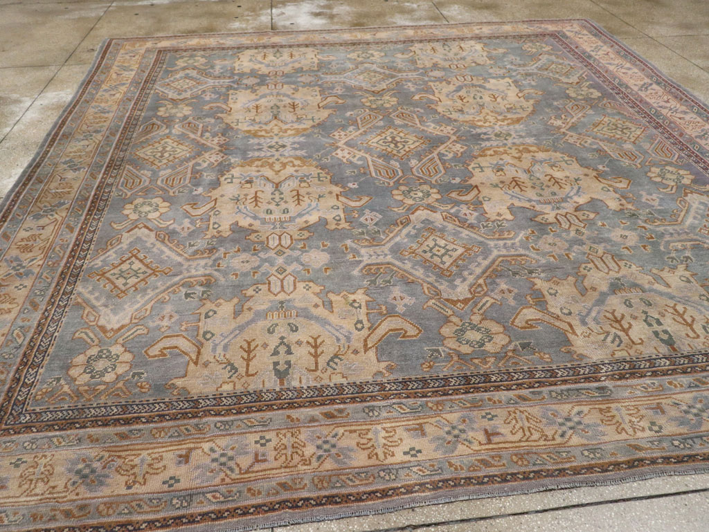 Antique Turkish Oushak Large Square Room Size Carpet, No.33295 - Gss