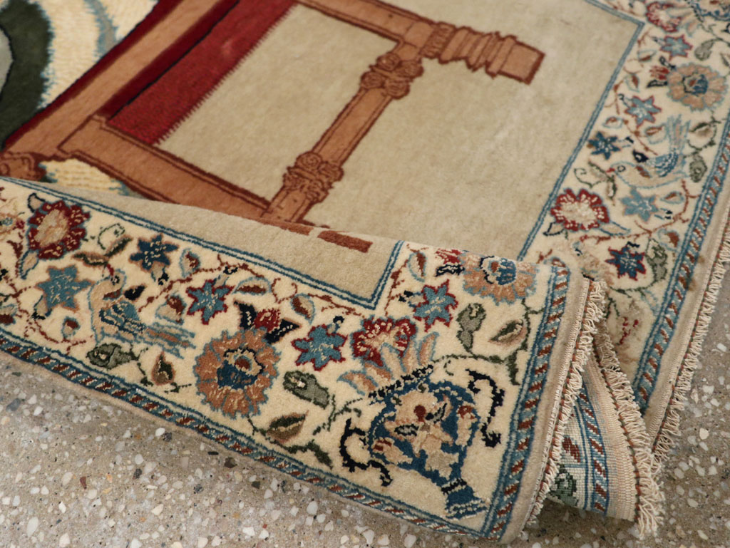 Vintage Persian Nain Pictorial Rug, No.33296 - Gss