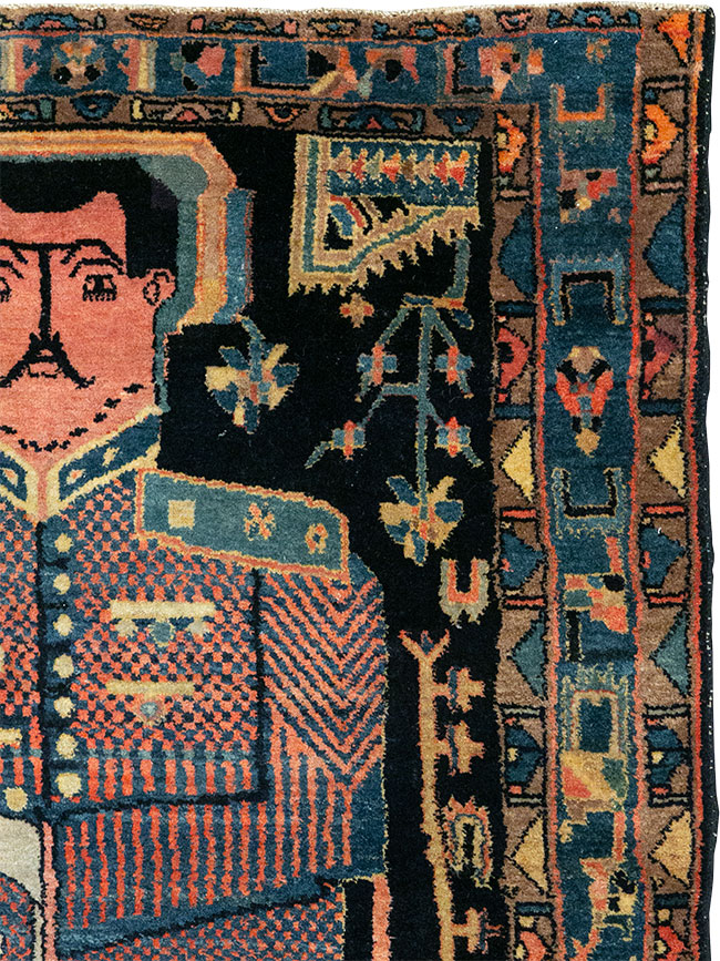 Vintage Persian Malayer Pictorial Rug, No.33302 - Gss