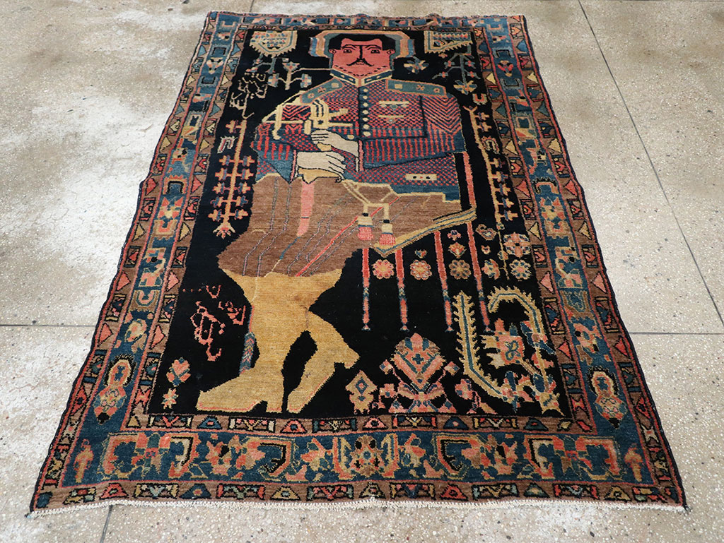 Vintage Persian Malayer Pictorial Rug, No.33302 - Gss