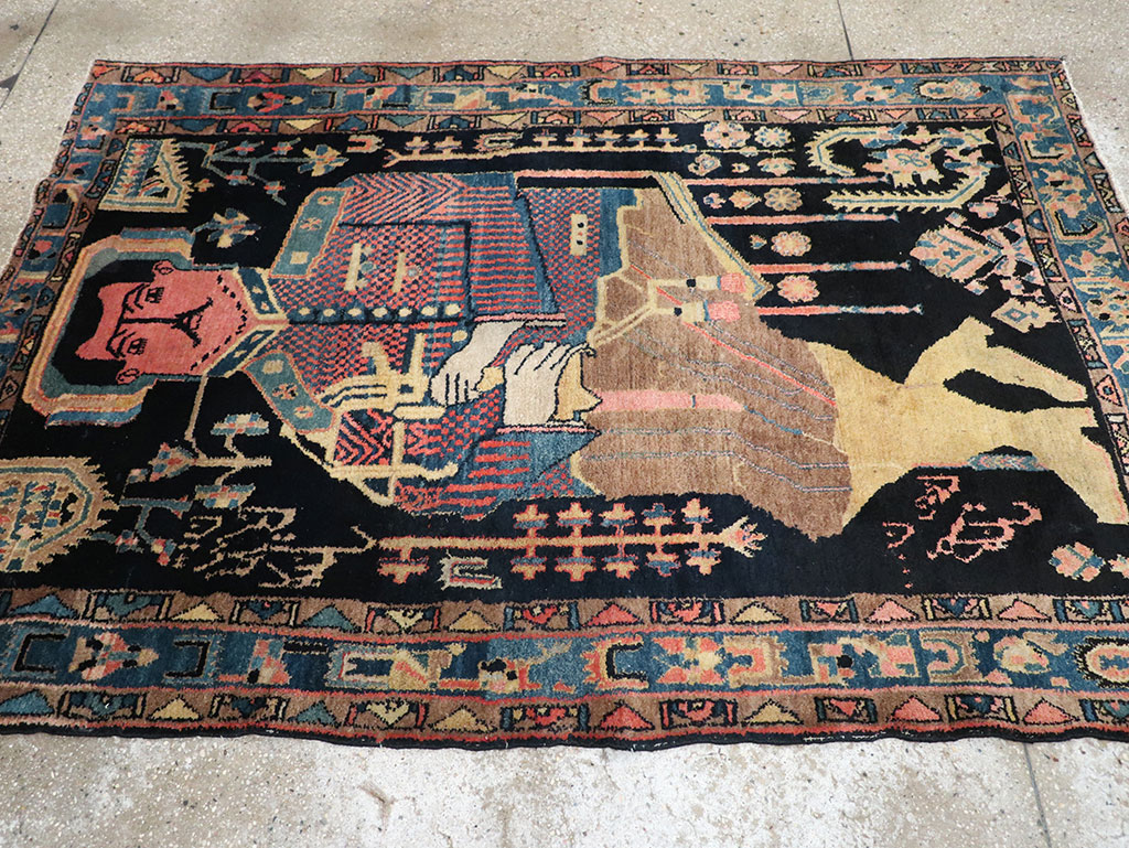 Vintage Persian Malayer Pictorial Rug, No.33302 - Gss