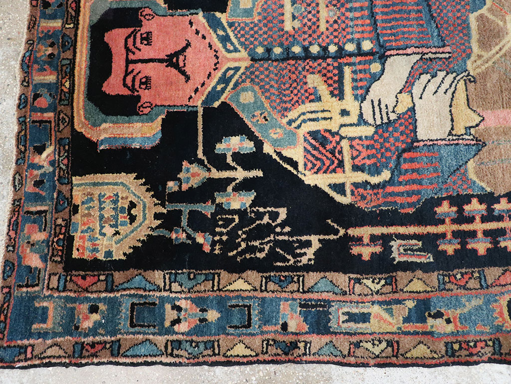 Vintage Persian Malayer Pictorial Rug, No.33302 - Gss