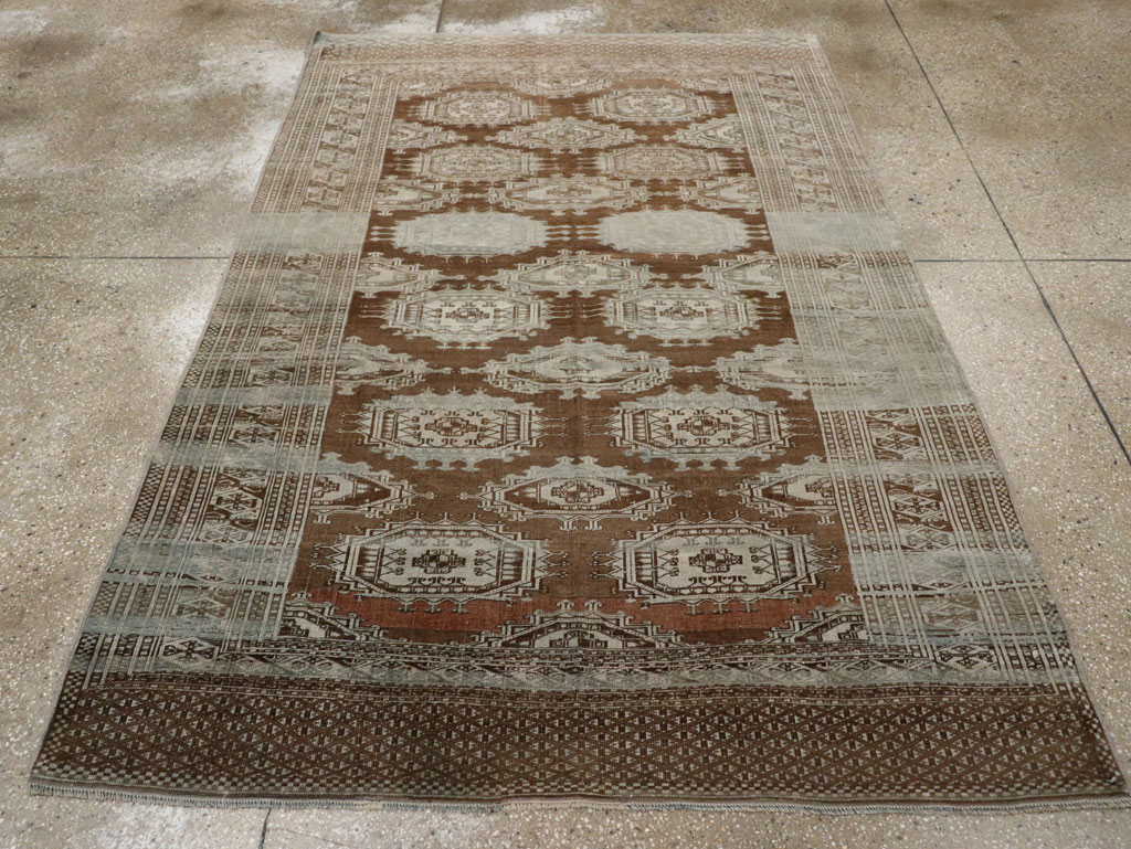 Vintage Central Asia Turkoman Accent Rug, No.33314 - Gss