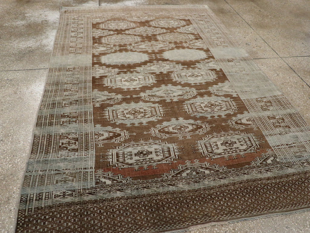 Vintage Central Asia Turkoman Accent Rug, No.33314 - Gss