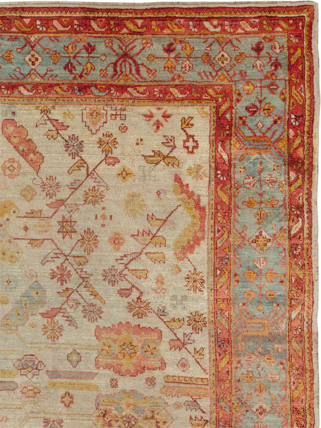 Antique Turkish Oushak Large Square Room Size Carpet, No.33319 - Gss