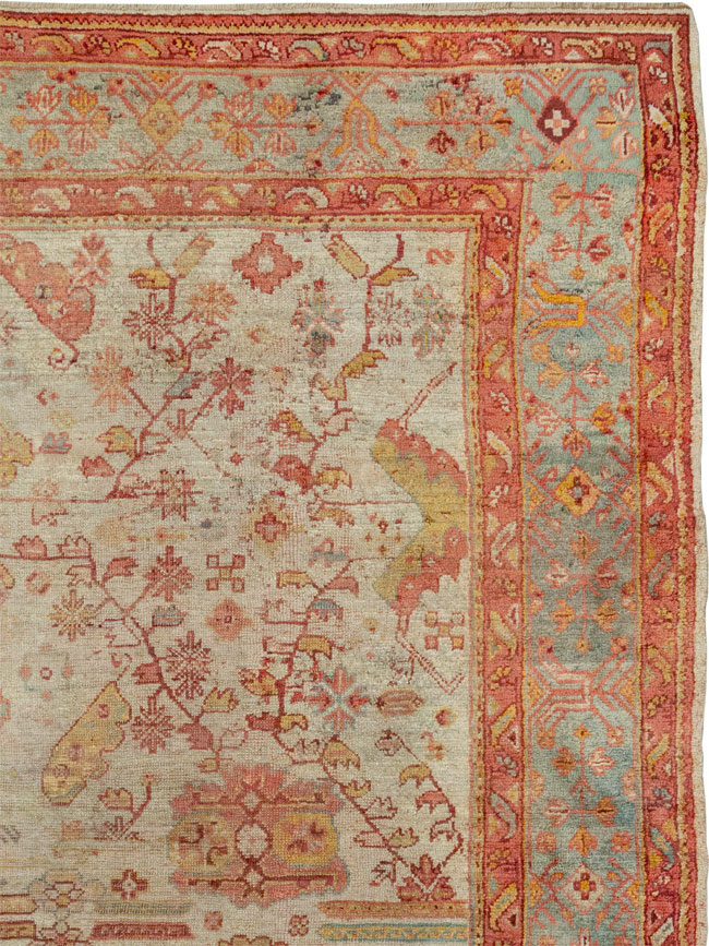 Antique Turkish Oushak Large Square Room Size Carpet, No.33319 - Gss