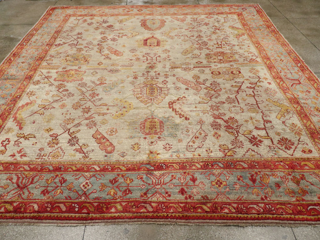 Antique Turkish Oushak Large Square Room Size Carpet, No.33319 - Gss