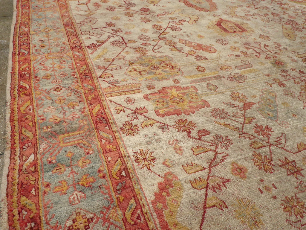 Antique Turkish Oushak Large Square Room Size Carpet, No.33319 - Gss