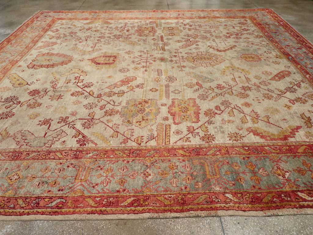 Antique Turkish Oushak Large Square Room Size Carpet, No.33319 - Gss
