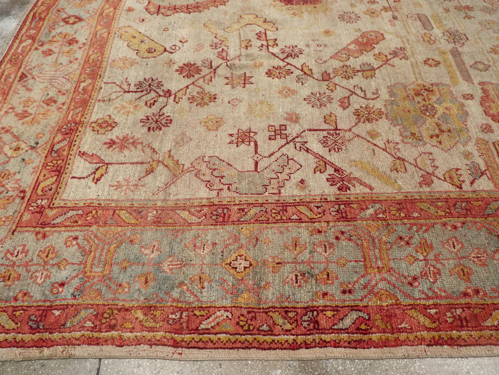 Antique Turkish Oushak Large Square Room Size Carpet, No.33319 - Gss