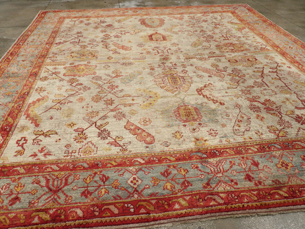 Antique Turkish Oushak Large Square Room Size Carpet, No.33319 - Gss