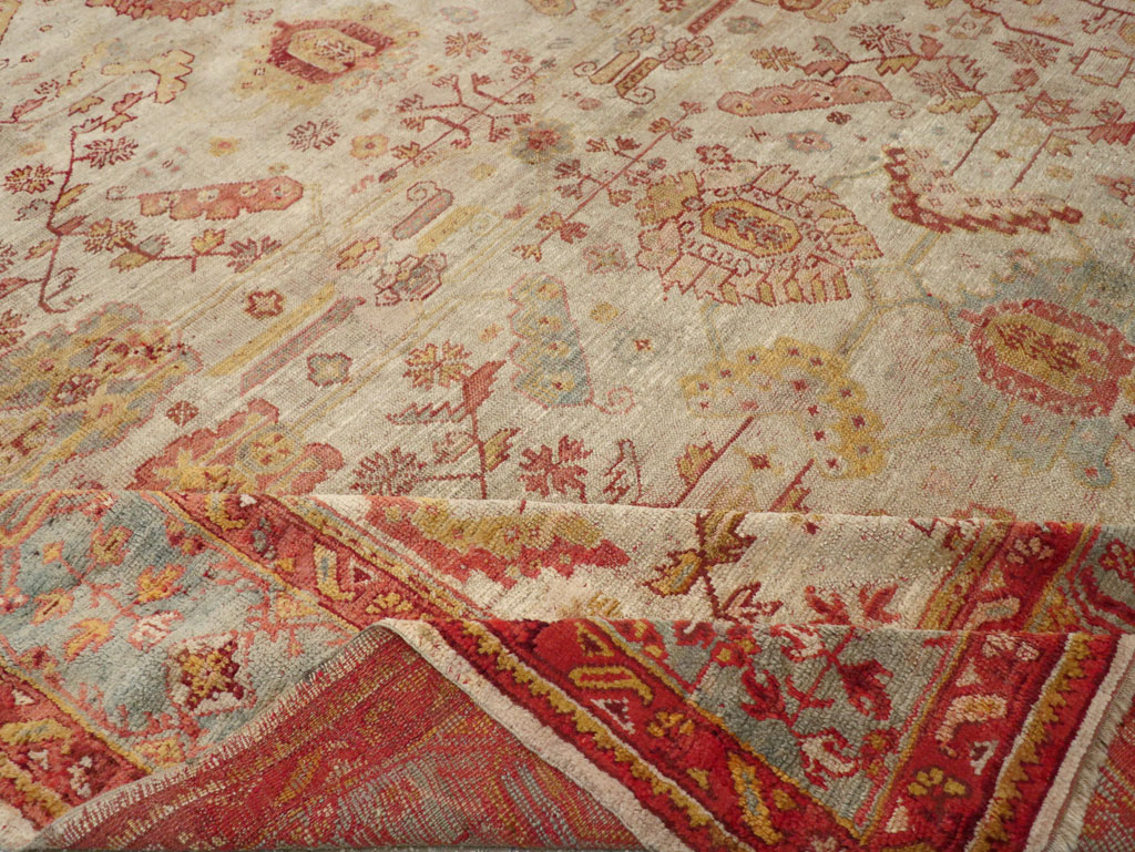 Antique Turkish Oushak Large Square Room Size Carpet, No.33319 - Gss