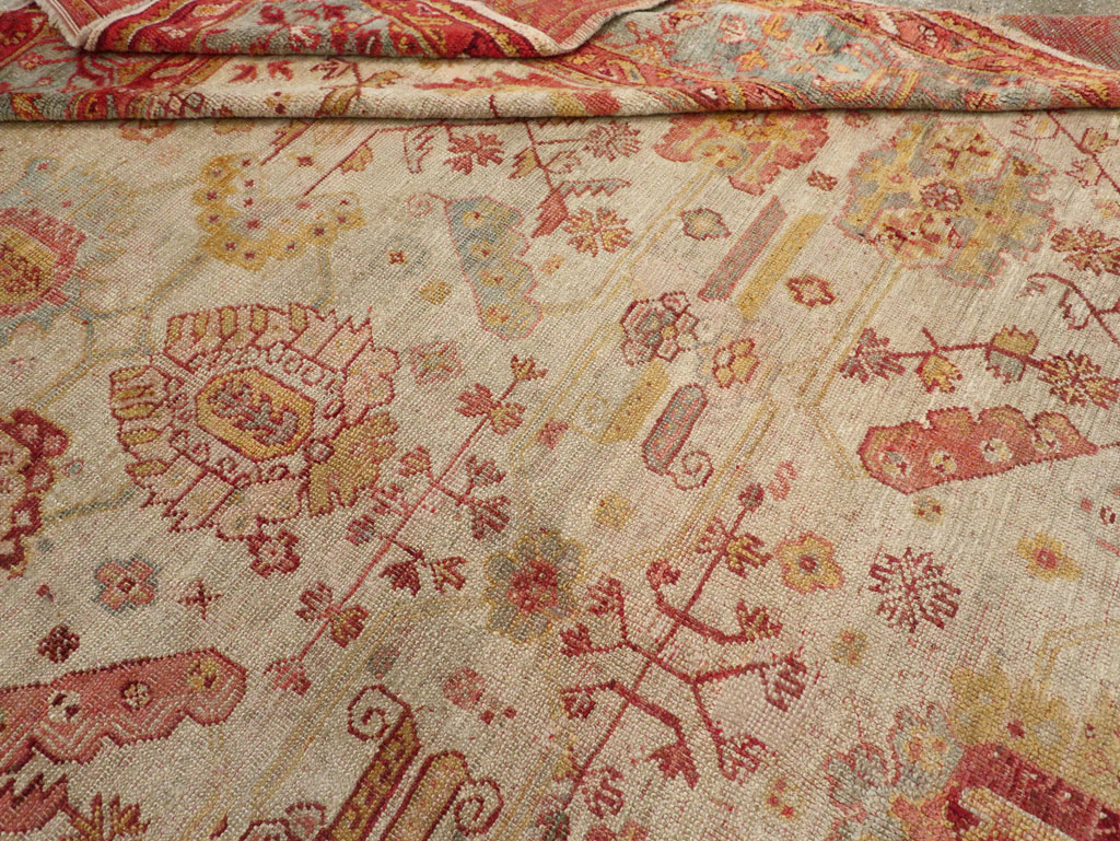 Antique Turkish Oushak Large Square Room Size Carpet, No.33319 - Gss