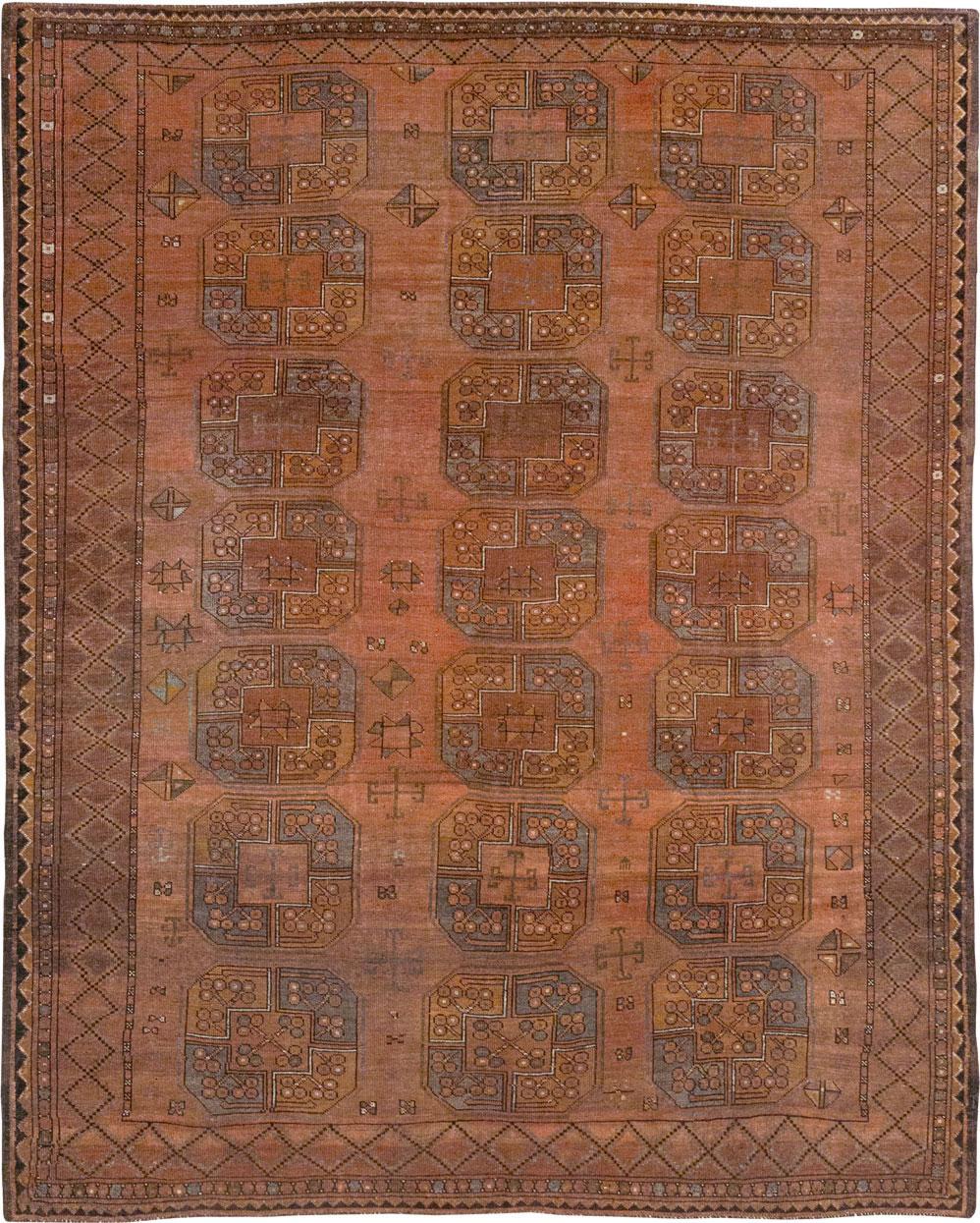 Vintage Central Asian Turkoman Accent Carpet, No.33321 - Gss