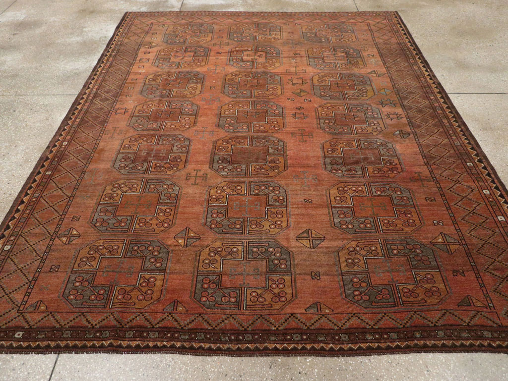 Vintage Central Asian Turkoman Accent Carpet, No.33321 - Gss